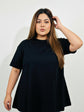 Pluswear Everyday Drop Shoulder A-Line Cotton Tshirt (Black)