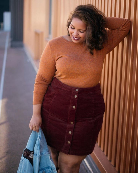 Plus Button Up Mini Corduroy Skirt D4011