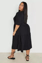 Plus Textured Puff Sleeve Tiered Smock Dress D4013