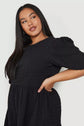 Plus Textured Puff Sleeve Tiered Smock Dress D4013