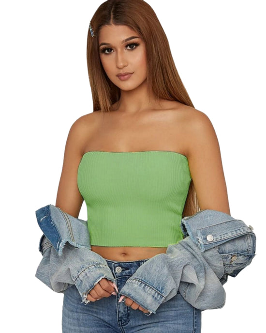 Plus Crop Ribbed Tube Top(Mint Green)
