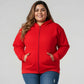 Pluswear Zipper Oversized Pocket Fleece Hoodie (Red)