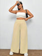 Pluswear Everyday Slip On Pocket Wide Leg High Waisted Pants (Cream)