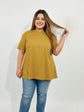 Pluswear Everyday Drop Shoulder A-Line Cotton Tshirt (Mustard Yellow)