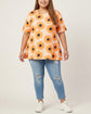 Pluswear Everyday Drop Shoulder Sunflower Yellow Print A-Line Tshirt
