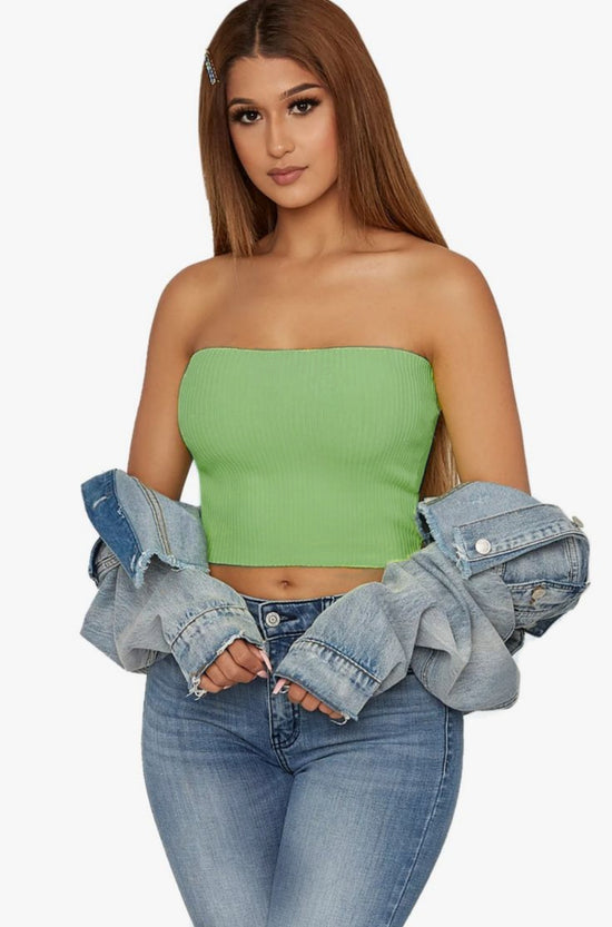 Plus Crop Ribbed Tube Top(Mint Green)
