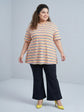 Pluswear Everyday Drop Shoulder A-Line Striped Soft Cotton Tshirt (Vari-Colored)