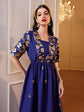 Plus Floral Shimmer Gold Print A Line Dress D3169