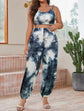 Plus Tie Dye Crop Cami Top & Sweatpants D433