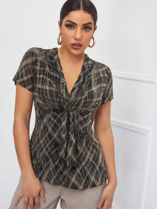 Plus Crinkled Peplum Top T2410