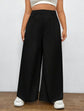 Pluswear Everyday Slip On Pocket Wide Leg High Waisted Pants (Black)