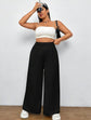 Pluswear Everyday Slip On Pocket Wide Leg High Waisted Pants (Black)