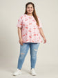 Pluswear Everyday Drop Shoulder Cherry Gingham Print A-Line Tshirt