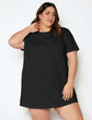 Plus Solid Drop Shoulder Tee Dress D3166