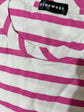 Pluswear Everyday Drop Shoulder A-Line Striped Cotton Tshirt (Pink-White)