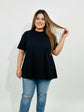 Pluswear Everyday Drop Shoulder A-Line Cotton Tshirt (Black)