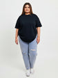 Pluswear Everyday Drop Shoulder Oversized Cotton Tshirt (Black)