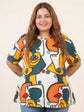 Pluswear Everyday Drop Shoulder Abstract Print A-Line Tshirt