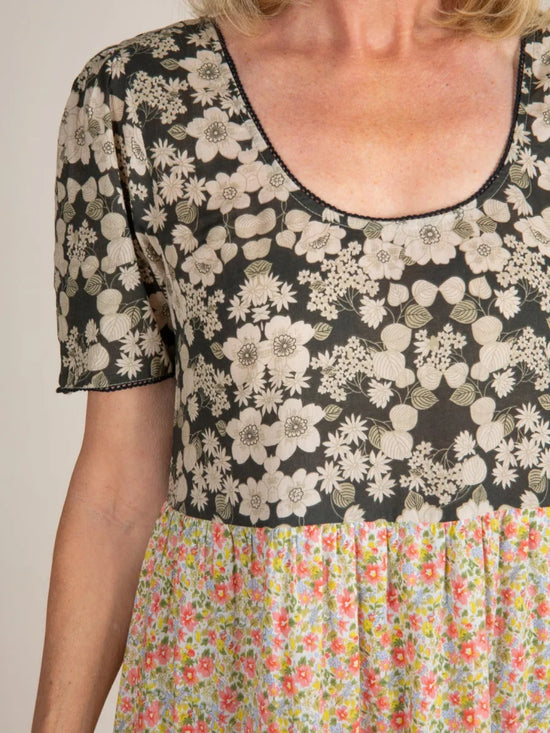 Plus Colorblock Floral Print Maxi Dress D3315