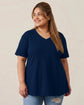 Pluswear Everyday V Neck A-Line Cotton Tshirt (Navy Blue)