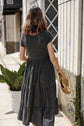 Fit & Flare Heather Grey Tiered Maxi Dress D3327