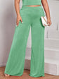 Plus Solid Wide Leg Mesh Pants D1898