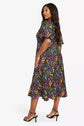 Plus Floral Print Slit Hem Midi Dress D4006