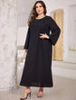 Plus Trumpet Sleeve Solid Dress D2070