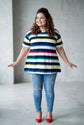 Pluswear Everyday Drop Shoulder A-Line Striped Cotton Tshirt (Multi Color)