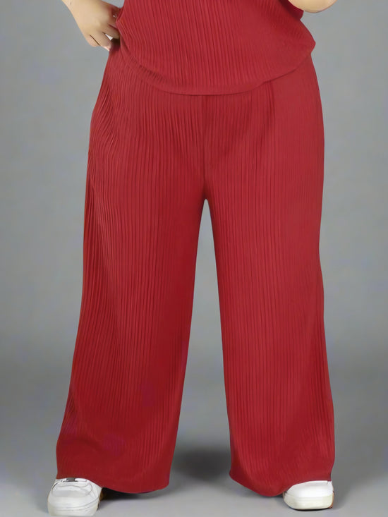Pluswear Premium Pocket Wide Leg Pants (Carmine Red)