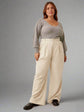 Pluswear Premium Plicated Hem Wide Leg High Waisted Pants(Light Cream)