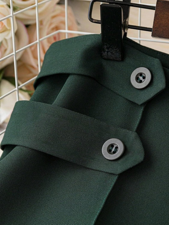 Plus Button And Seam Detail Wide Leg Pants T2407