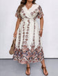 Plus Surplice Neck Floral Print Dress D2097
