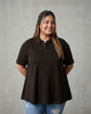 Pluswear Everyday Polo Collar A-Line Cotton Tshirt (Dark Brown)
