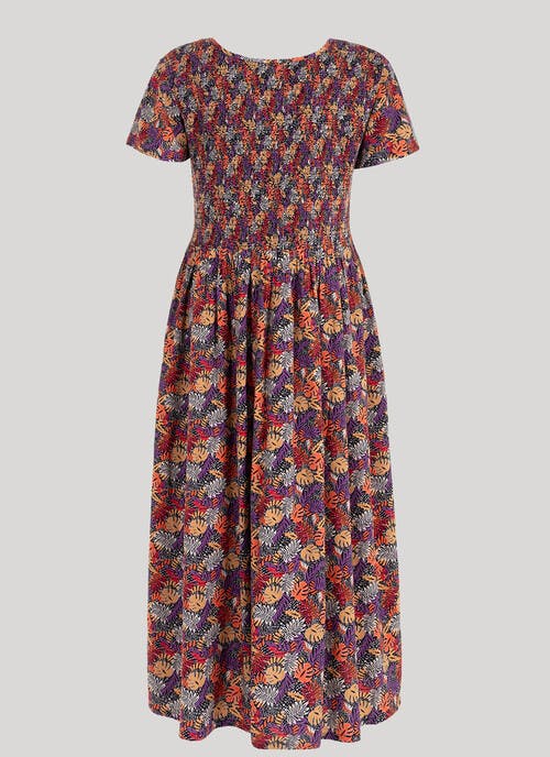 Plus Shirred Floral Print Dress