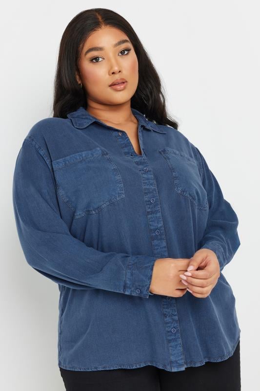 Plus Indigo Blue Pocket Shirt