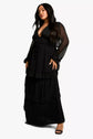 Plus Ruffle Flounce Sleeve Tiered Maxi  Dress D3297