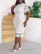Plus Lace Overlay Bodycon Dress D1884