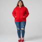 Pluswear Zipper Oversized Pocket Fleece Hoodie (Red)