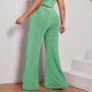 Plus Solid Wide Leg Mesh Pants D1898