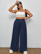 Pluswear Everyday Slip On Pocket Wide Leg High Waisted Pants (Navy Blue)