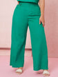 Plus Solid Wide Leg Pants (Green) T1231