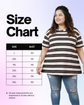 Pluswear Everyday Drop Shoulder A-Line Striped Cotton Tshirt (Brown-White)