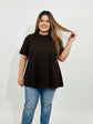 Pluswear Everyday Drop Shoulder A-Line Cotton Tshirt (Brown)