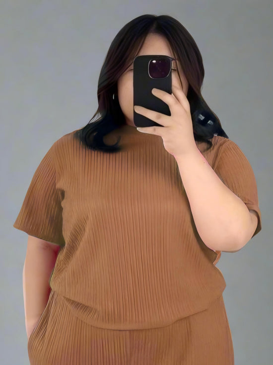 Pluswear Premium Ribbed Tee (Brown)