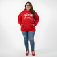 Pluswear Kaleshi Aurat Printed Oversized Pocket Fleece Hoodie (Red)
