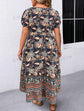 Plus Square Neck Floral Print Dress D3190