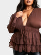 Plus Tiered Chiffon Peplum Top D3325