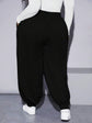 Pluswear Everyday Cotton High Waisted Pocket Joggers (Black)