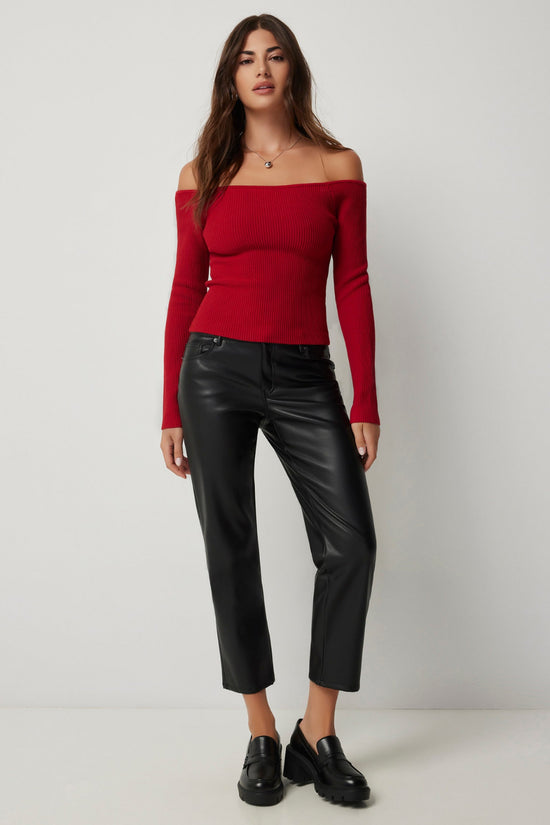 Plus Off Shoulder Ribbed Top